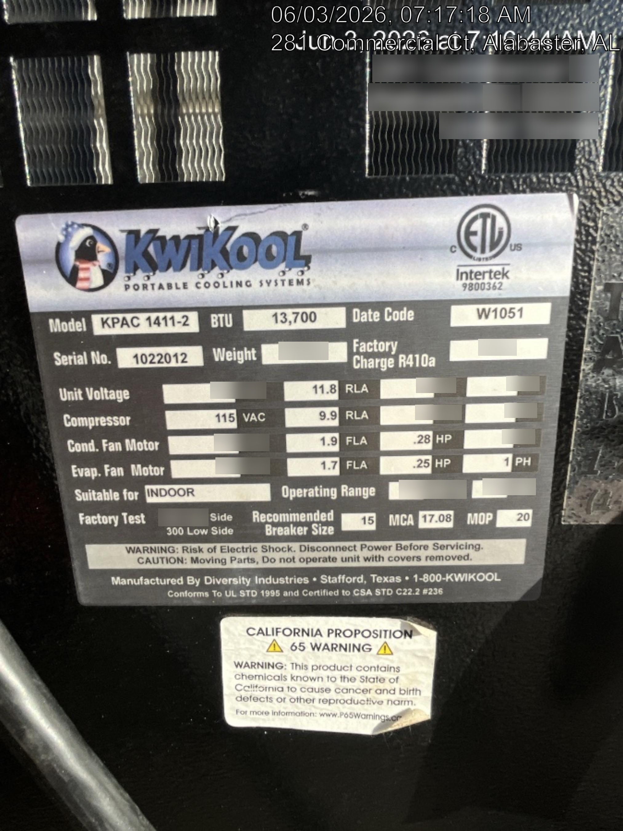 2022 KWIKOOL KPAC1411-2